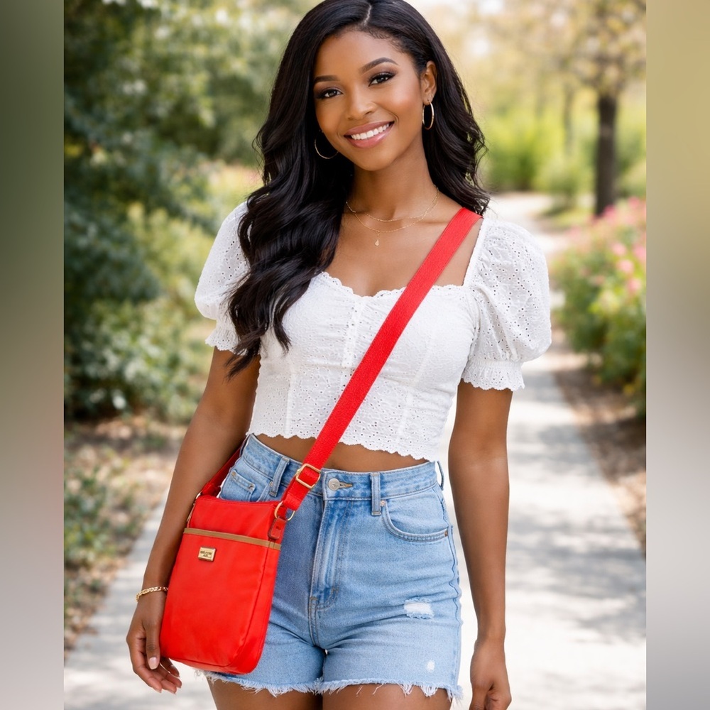 Tommy Hilfiger Orange Nylon Crossbody/Shoulder BagAdjustable Strap Lightweight